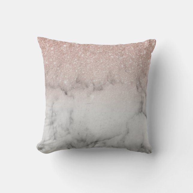 Ombre Ro guld Glitter Trendig Marble Kudde (Framsida)
