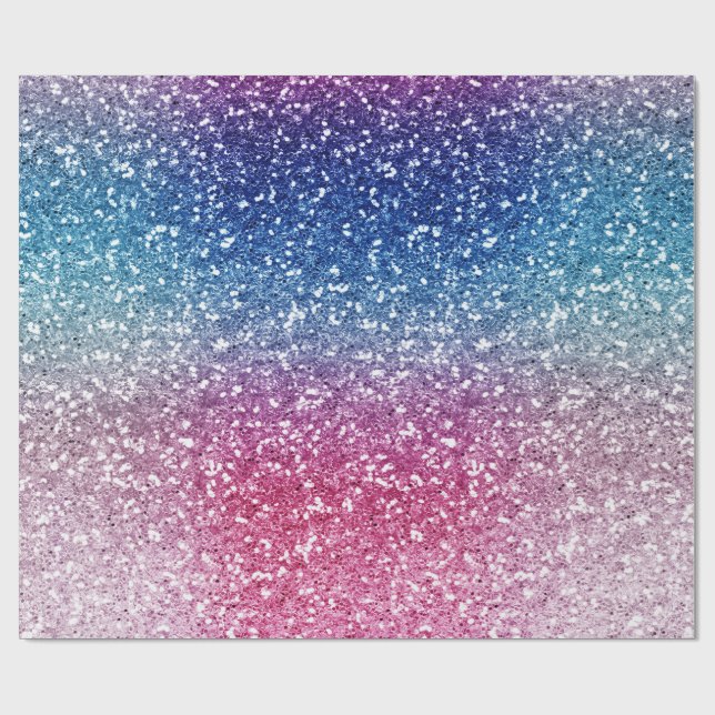 Ombre Rosa Blå Glittrande Presentpapper (Platt)
