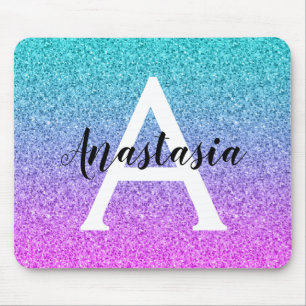 Ombre Rosa Blue Lila Glitter Sparkles Monogram Musmatta