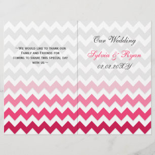 Ombre Rosa Chevron vikt Bröllopsprogram