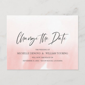 Ombre Rosa Elegant Handskriven Ändra datum Meddelande Vykort