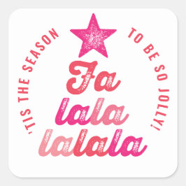 Ombre Rosa Falalalala Julafton Träd Roligt Helgdag Runt Klistermärke