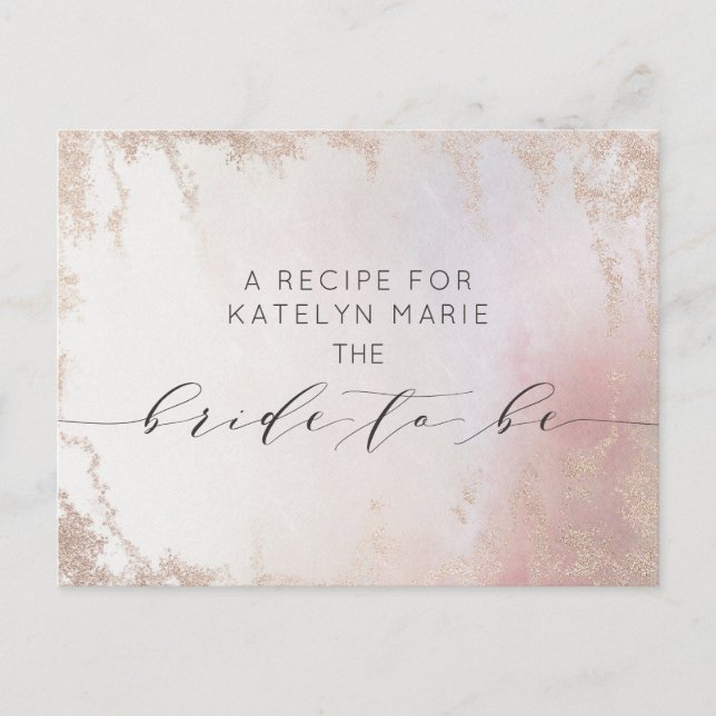 Ombre  Rosa Frosted Bride to be Recept Card Meddelande Vykort (Framsida)