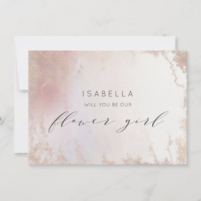 Ombre  Rosa Frosted Flower Girl Frieri Card (Framsida)