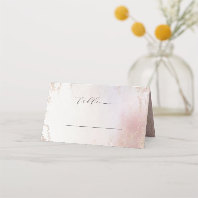 Ombre  Rosa Frosted Foil Bröllop Bordsnummer Placeringskort (Framsida)