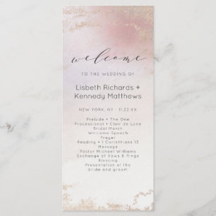 Ombre  Rosa Frosted Foil Bröllop Ceremony Program