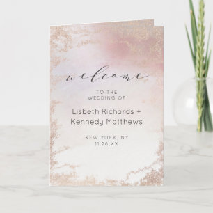 Ombre  Rosa Frosted Foil Bröllop Ceremony Program