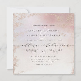 Ombre  Rosa Frosted Foil Luxe Bröllop Square Inbjudningar