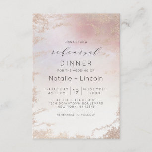 Ombre Rosa Frosted Foil Rehearsal Dinner Inbjudningar