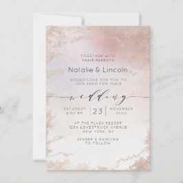Ombre  Rosa Frosted Foil Script Teckensnitt Bröllo Inbjudningar