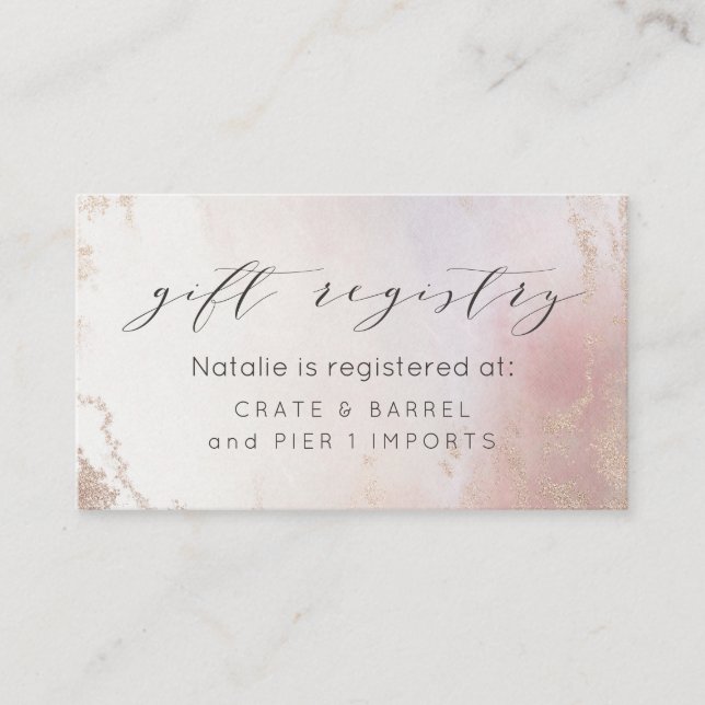 Ombre  Rosa Frosted Foil Shower Gift Register Tilläggskort (Framsida)