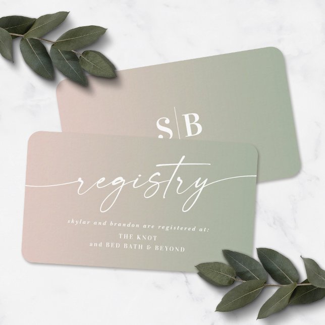 Ombre Rosa & Grön Bröllopsbröllopspresentregistrer Tilläggskort (Skapare uppladdad)