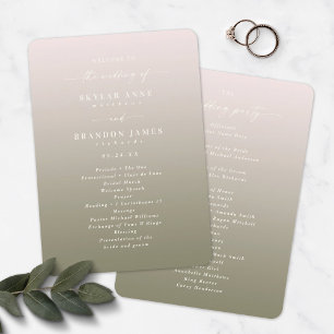 Ombre Rosa & Grönt Bröllop Ceremony Program