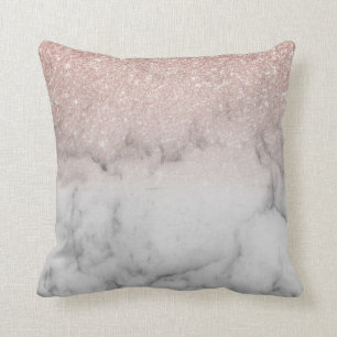 Ombre Rosa Guld Glitter Trendig Marmor Kudde