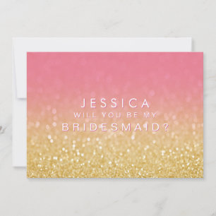 Ombre Rosa Guld kommer du att bli min Bridesmaid G Inbjudningar