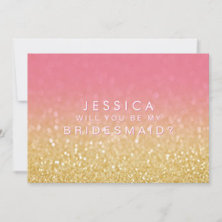 Ombre Rosa Guld kommer du att bli min Bridesmaid G Inbjudningar
