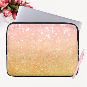 Ombre Rosa Gult Glitter Sparkles Laptop Fodral