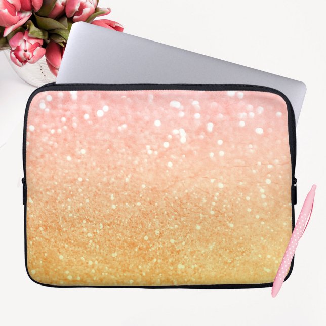 Ombre Rosa Gult Glitter Sparkles Laptop Fodral (Skapare uppladdad)