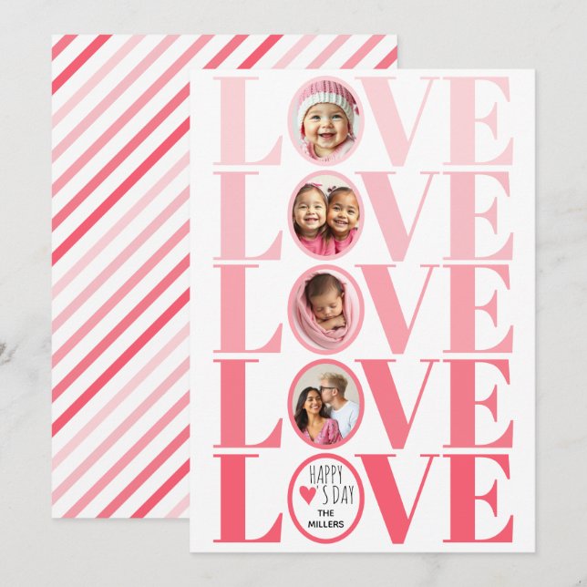 Ombre rosa KÄRLEK fotot Valentines day Julkort (Fram/baksida)