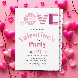 Ombre rosa KÄRLEK hjärtan Valentines day party Inbjudningar
