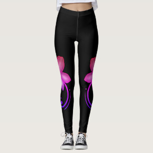 Ombré Rosa & Lila Cherry Blommar Spandex Leggings
