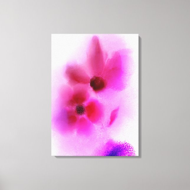 Ombre Rosa Lila Twin Flowers Painting Canvastryck (Framsida)