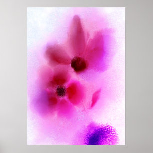 Ombre Rosa Lila Twin Flowers Painting Poster
