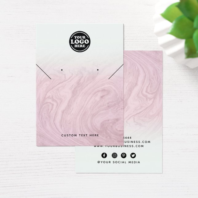 Ombre Rosa Marble Jewelry Earring Visning Card Visitkort (Skivbord)