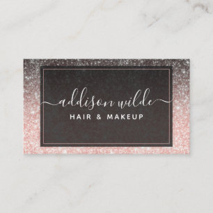 Ombre Rosa Och Svart Glitter Modern Chic Lyx Visitkort