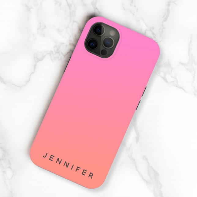 Ombre | Rosa Orange Sunset Modern Namn (Skapare uppladdad)