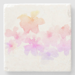 *~* Ombre Rosa Peach Blommigt Soft Watercolor Stenunderlägg