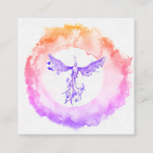 *~* Ombre Rosa Peach Flame Phoenix Ringar of Fire Fyrkantigt Visitkort