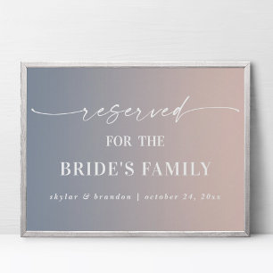 Ombre Rosa Reserved Brides Family Bröllop-tecken Poster