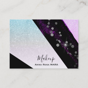 *~* Ombre Rosa Teal Glitter Geometric Girly Chic Visitkort