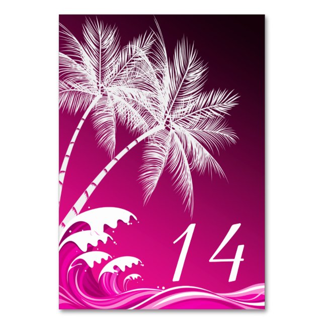 OMBRÉ ROSA TROPICAL HANDFLATAN Bord Card Bordsnummer (Framsidan)