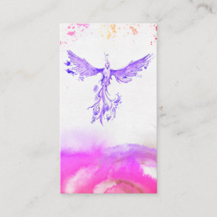 *~* Ombre Rosa Violet Peach Feathers Phoenix Visitkort