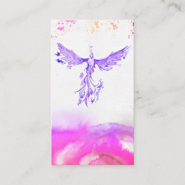 *~* Ombre Rosa Violet Peach Feathers Phoenix Visitkort (Framsida)