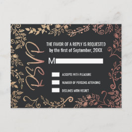 Ombre RSVPs för ro vid Blommigten Guld Glitter Inbjudan Vykort