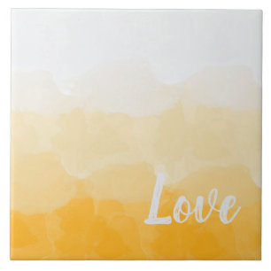 Ombre Saffron och Sollight Gult Kärlek Gradient Kakelplatta