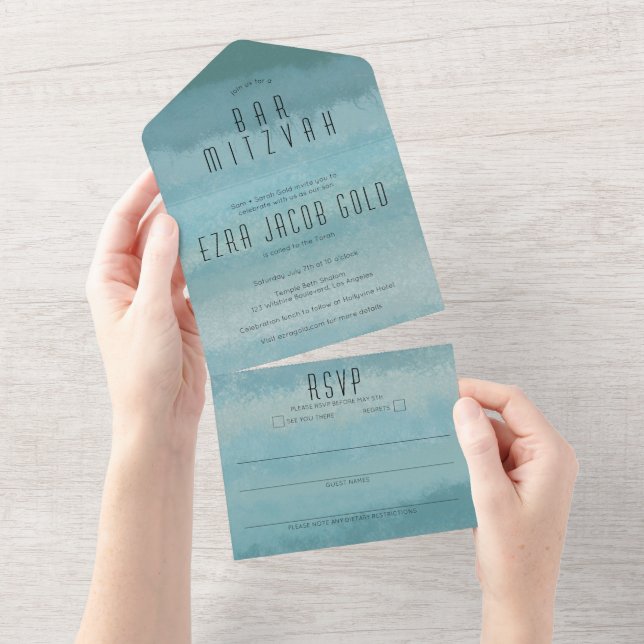 Ombre Sea Blue Elegant ANPASSNINGSBAR FLADDERMUS P (Avrivbar del)