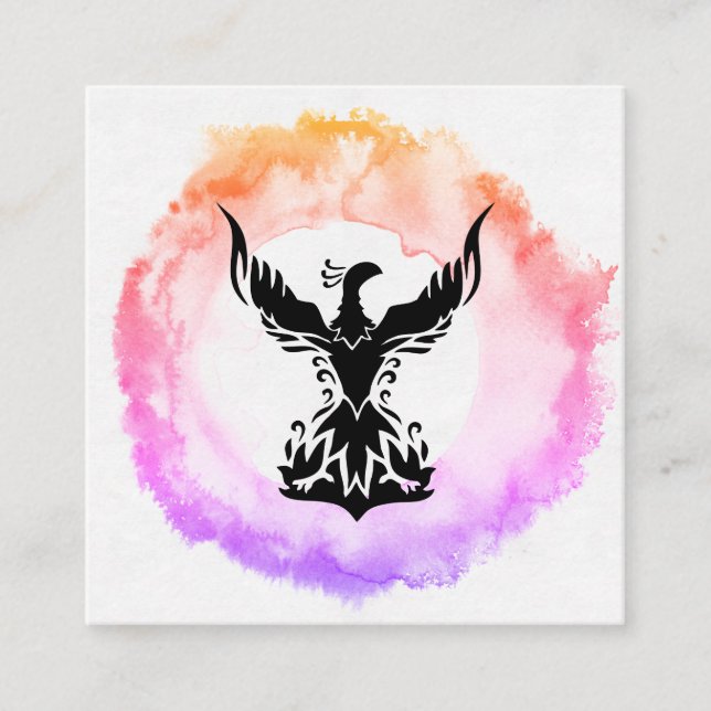*~* Ombre Shock rosa Black Phoenix Ring of Fire Fyrkantigt Visitkort (Framsida)