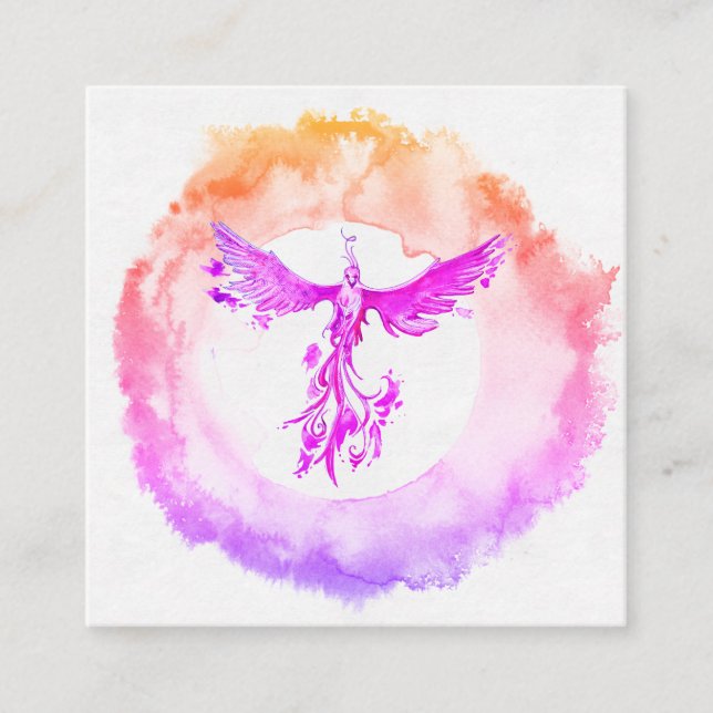 *~* Ombre Shock rosa Flame Phoenix Ringar of Fire Fyrkantigt Visitkort (Framsida)