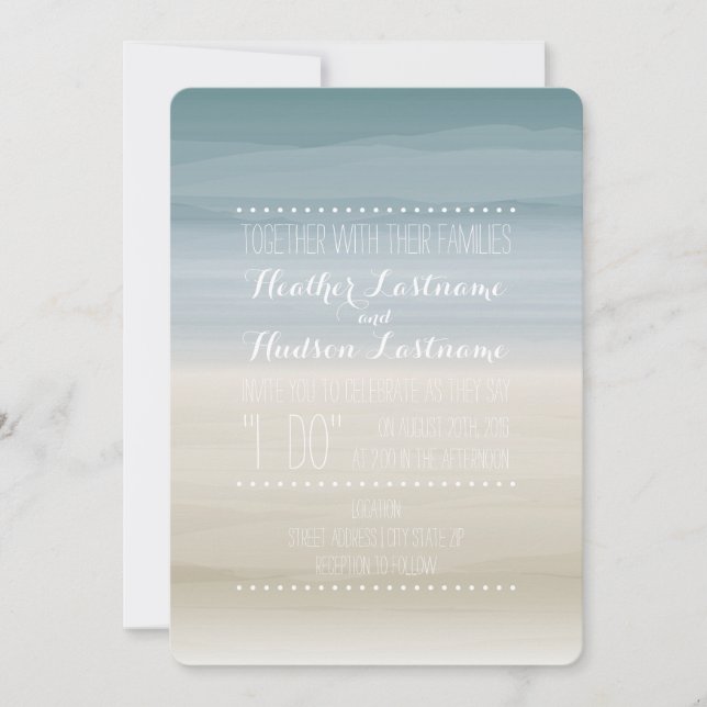 Ombre Shore Beach Wedding Inbjudningar (Framsida)