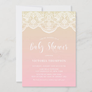 Ombre Snöre Mönster Sunset Baby Shower-inbjudan Inbjudningar