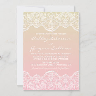 Ombre Snöre Mönster Sunset Wedding bjudande Inbjudningar