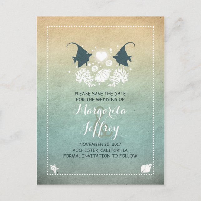 Ombre Söta stranden spara datumvykort Meddelande Vykort (Framsida)