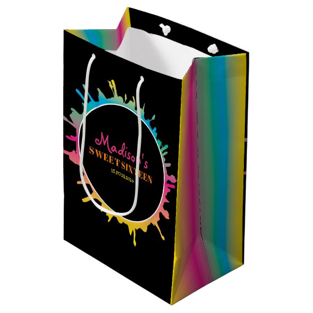 Ombre Splatter Sweet sixteen 16 Favor Gift-Märkre (Framsidan Vinklad)