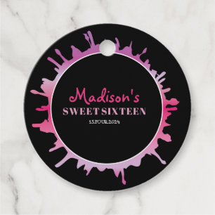 Ombre Splatter Sweet sixteen 16 Favor Gift-Märkre Gåvor Etiketter