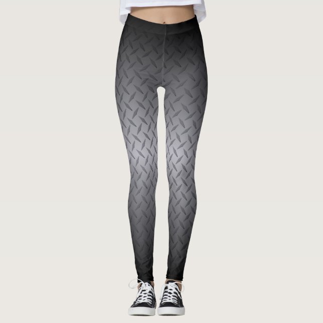Ombre Steel Diamond Plate Mönster Leggings (Framsida)