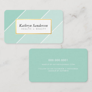 OMBRE STRIPE modern stylish chic cute mint green Visitkort
